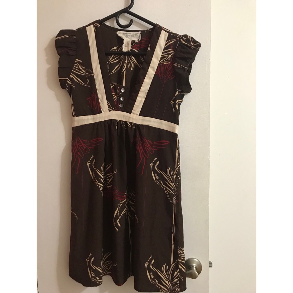 Boutique cap sleeve brown baby doll dress